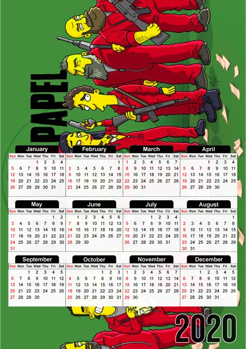  Casa de papel mashup Simpson para A3 Photo Calendar 30x43cm