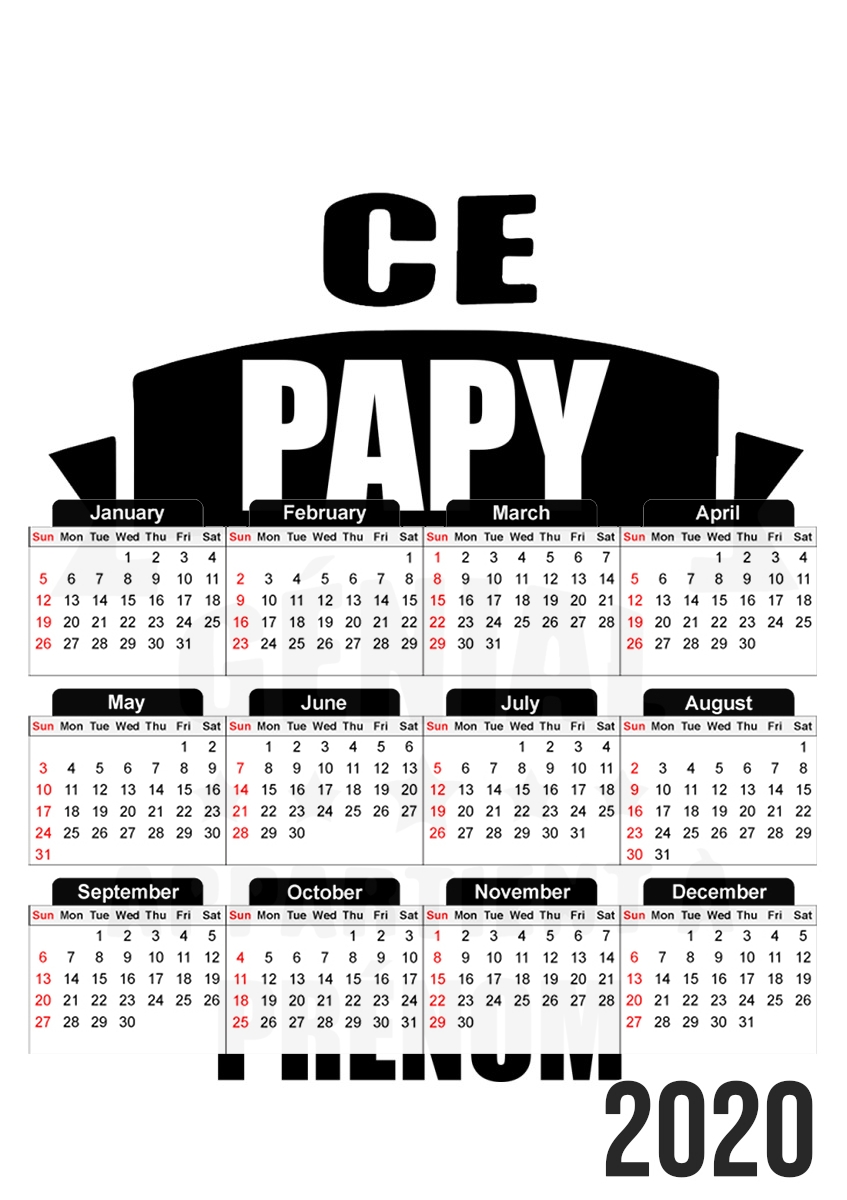  Ce papy genial appartient a prenom para A3 Photo Calendar 30x43cm