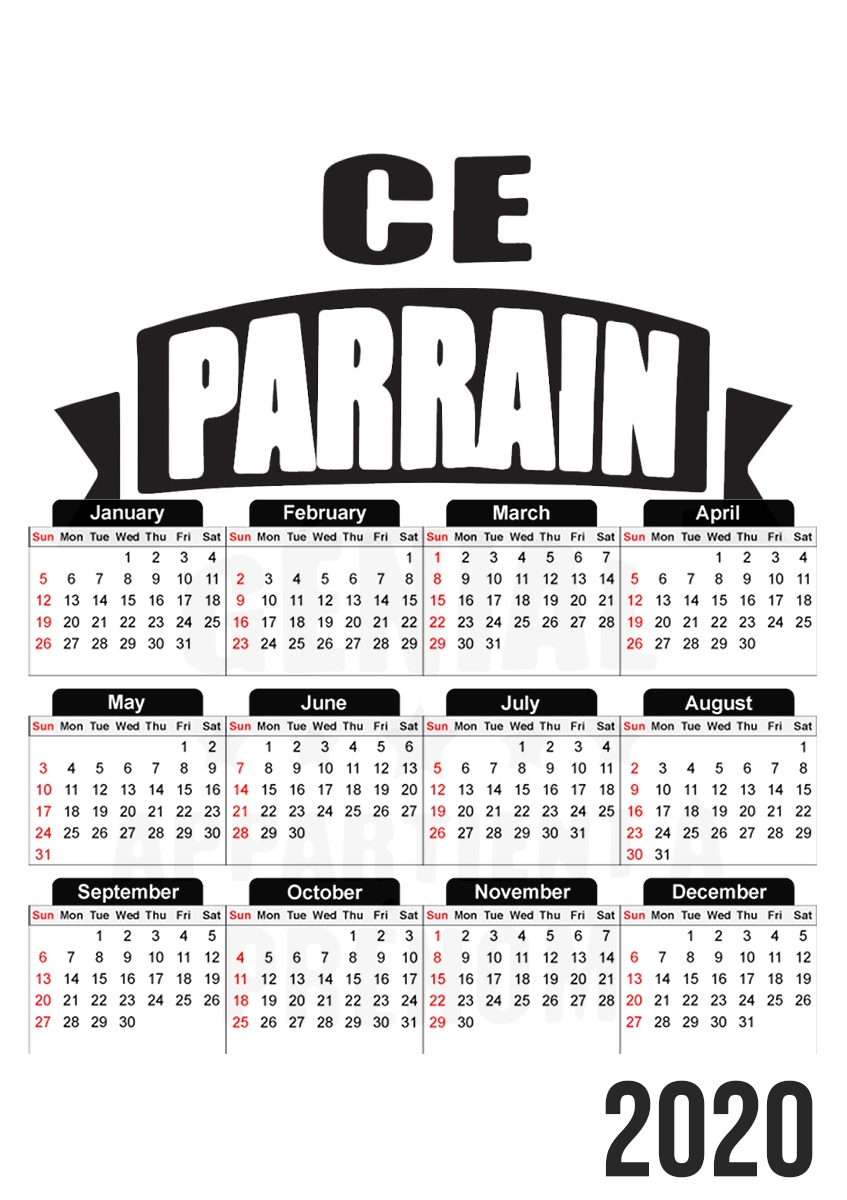  Ce parrain genial appartient a prenom para A3 Photo Calendar 30x43cm