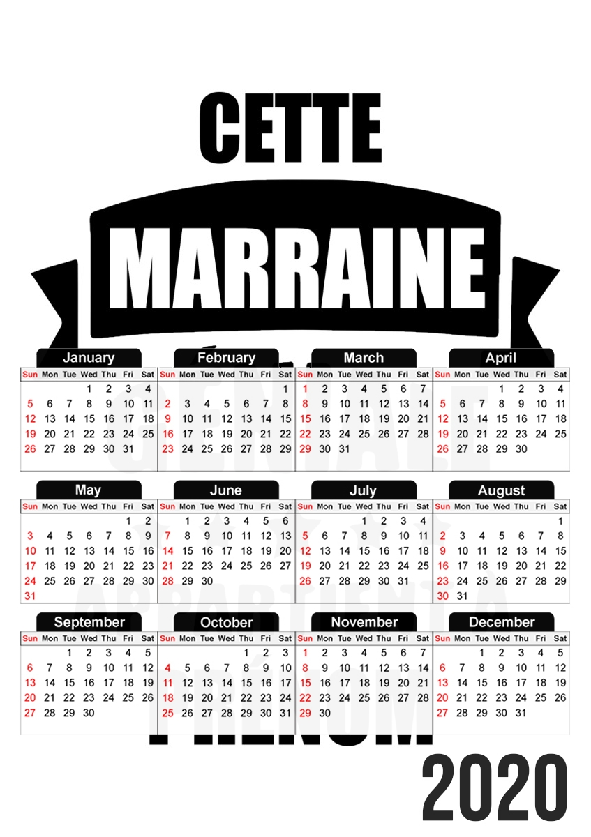  Cette marraine geniale appartient a prenom para A3 Photo Calendar 30x43cm