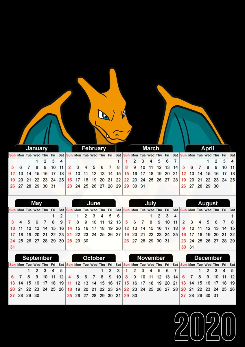  Charizard Fire para A3 Photo Calendar 30x43cm