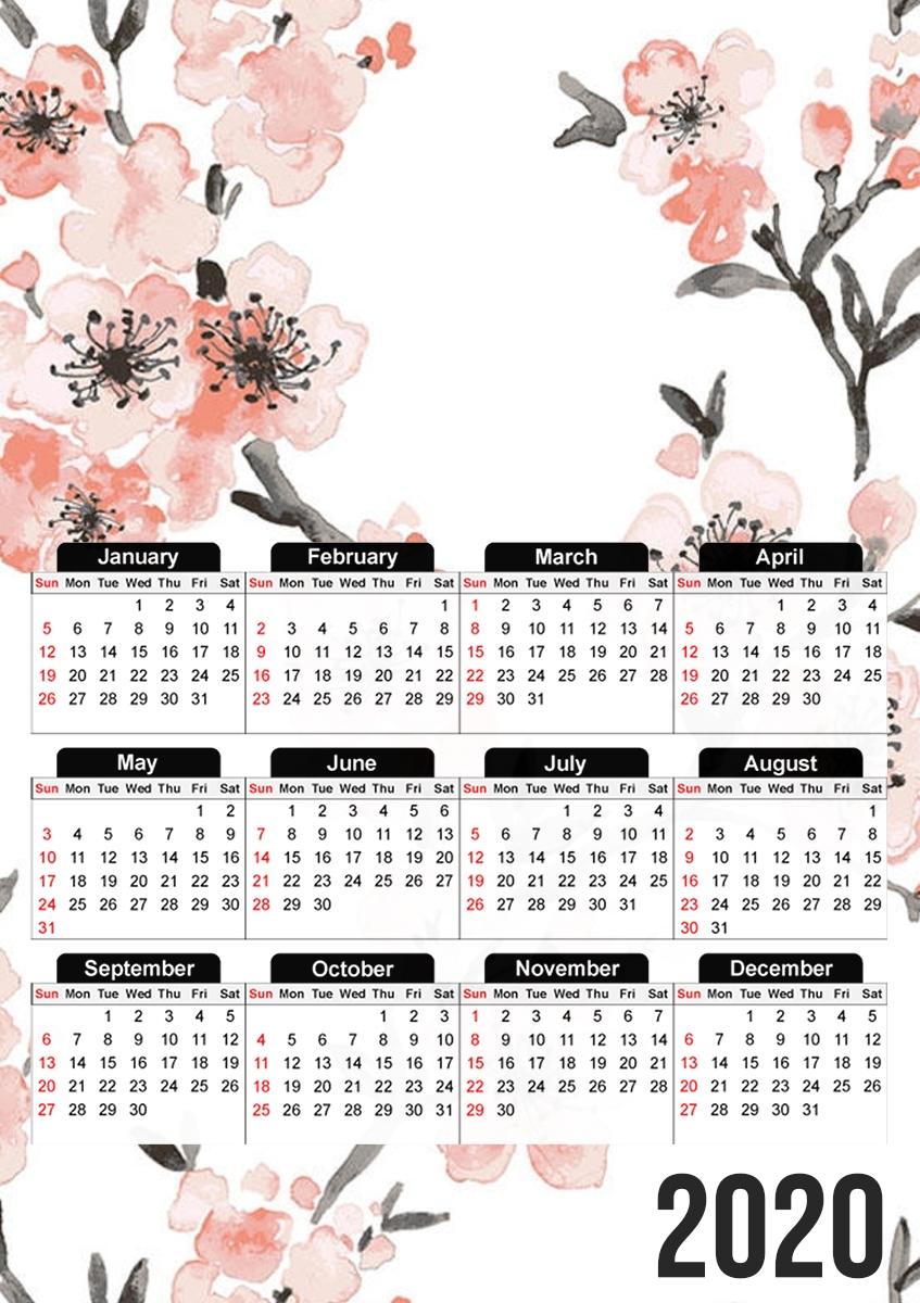  Cherry Blossom Aquarel Flower para A3 Photo Calendar 30x43cm