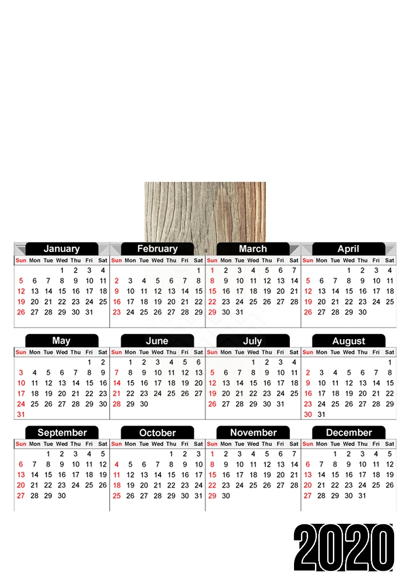  Chevron en la madera para A3 Photo Calendar 30x43cm