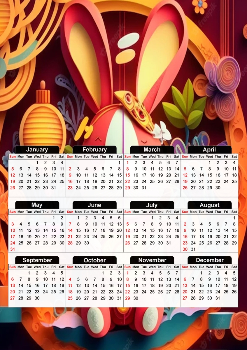  Chinese New Year 2023 para A3 Photo Calendar 30x43cm