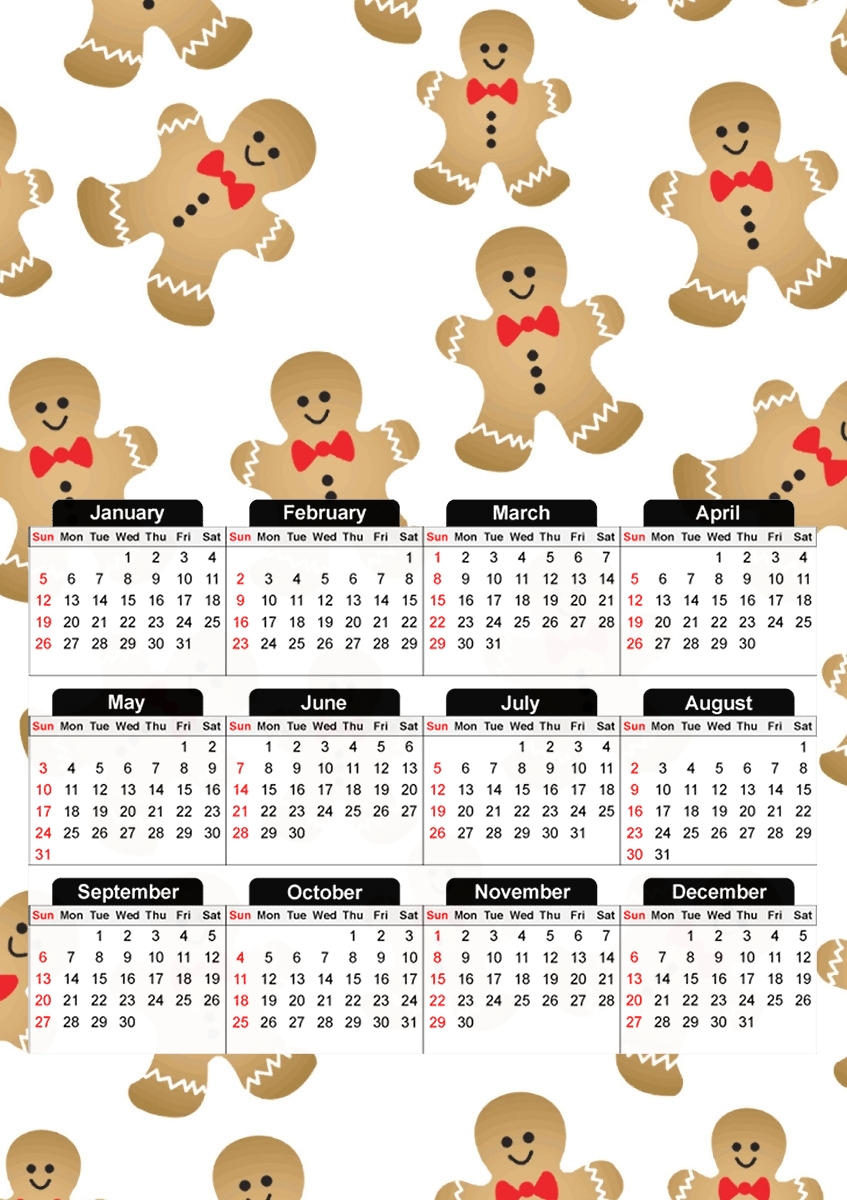  Christmas snowman gingerbread para A3 Photo Calendar 30x43cm