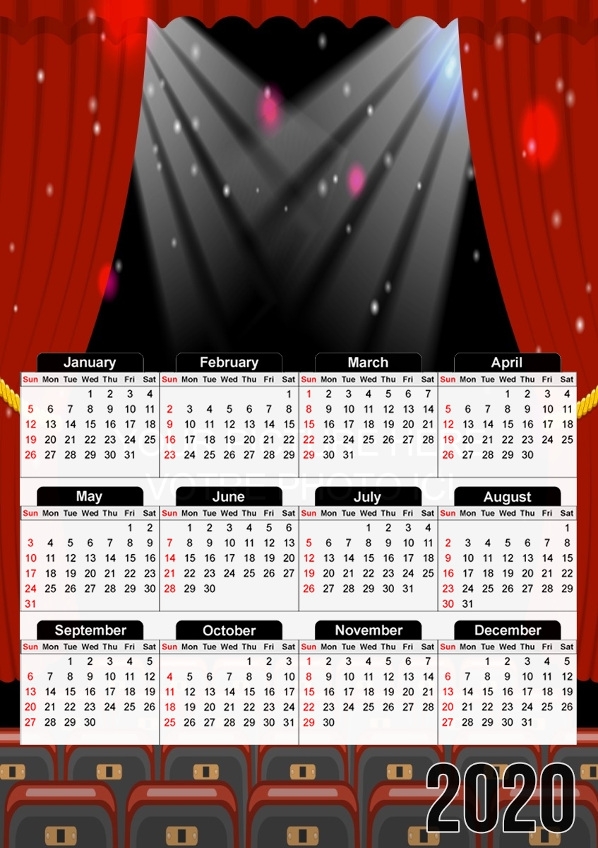  Cinema Theatre With Transparent Frame para A3 Photo Calendar 30x43cm