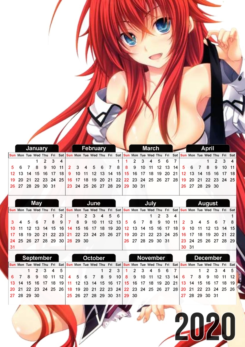  Cleavage Rias DXD HighSchool para A3 Photo Calendar 30x43cm