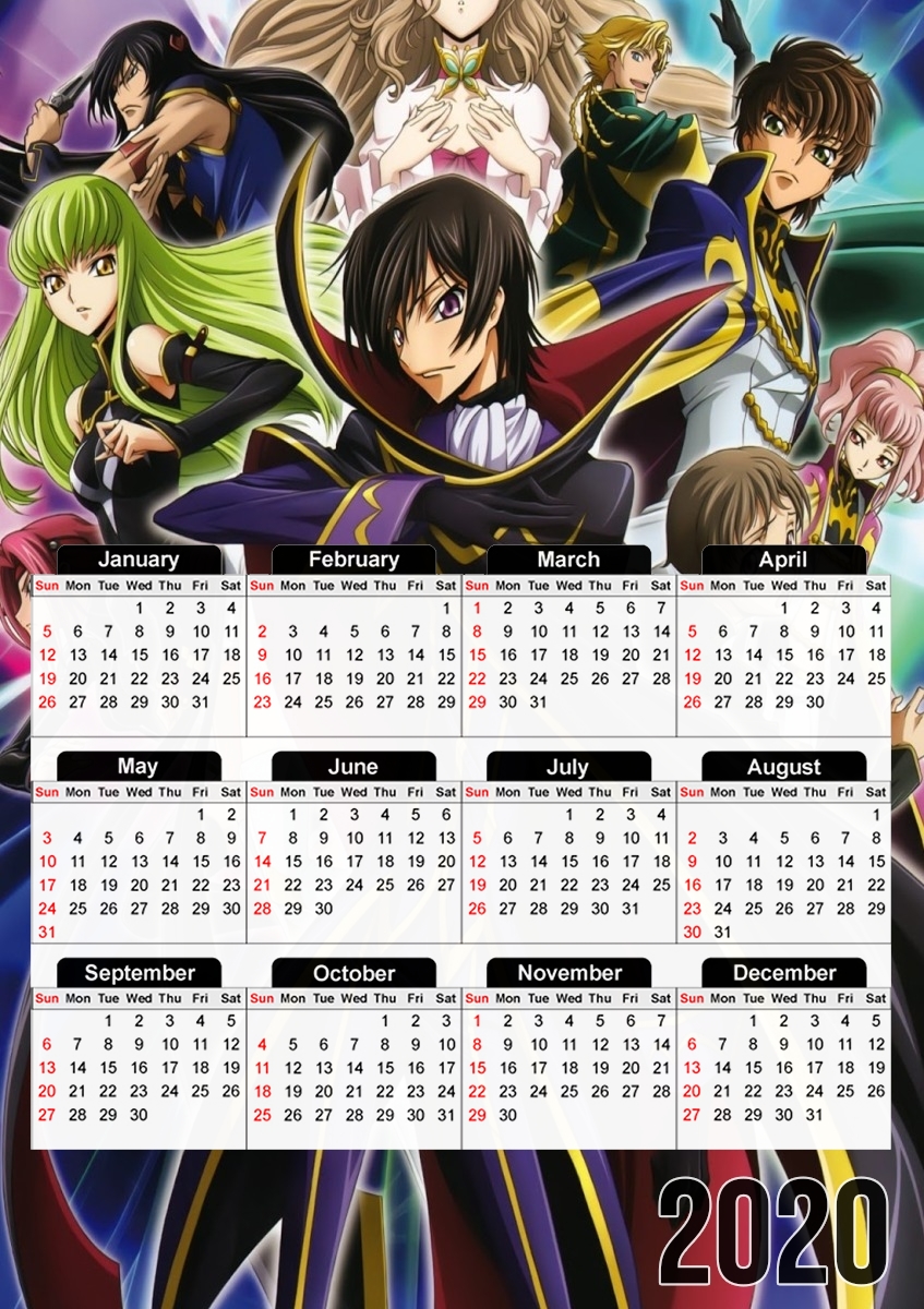  Code Geass para A3 Photo Calendar 30x43cm