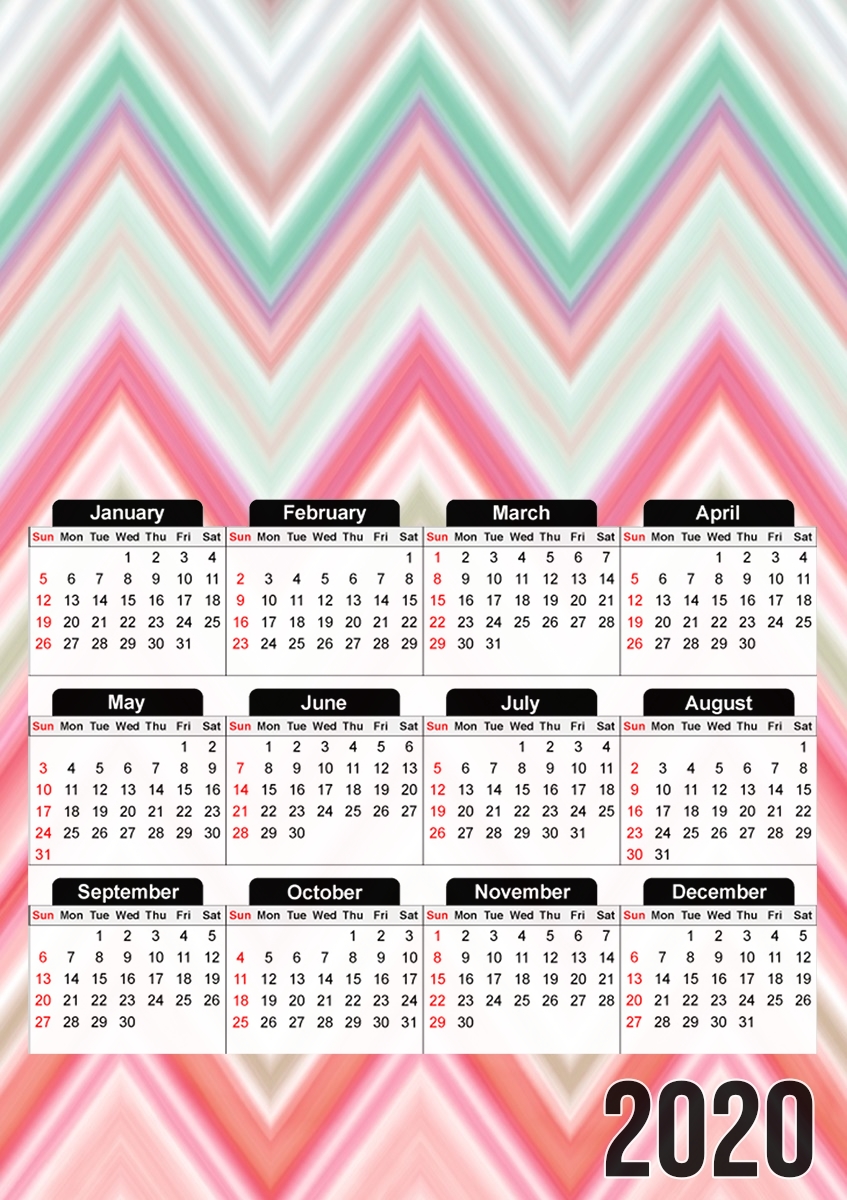  colorful chevron in pink para A3 Photo Calendar 30x43cm