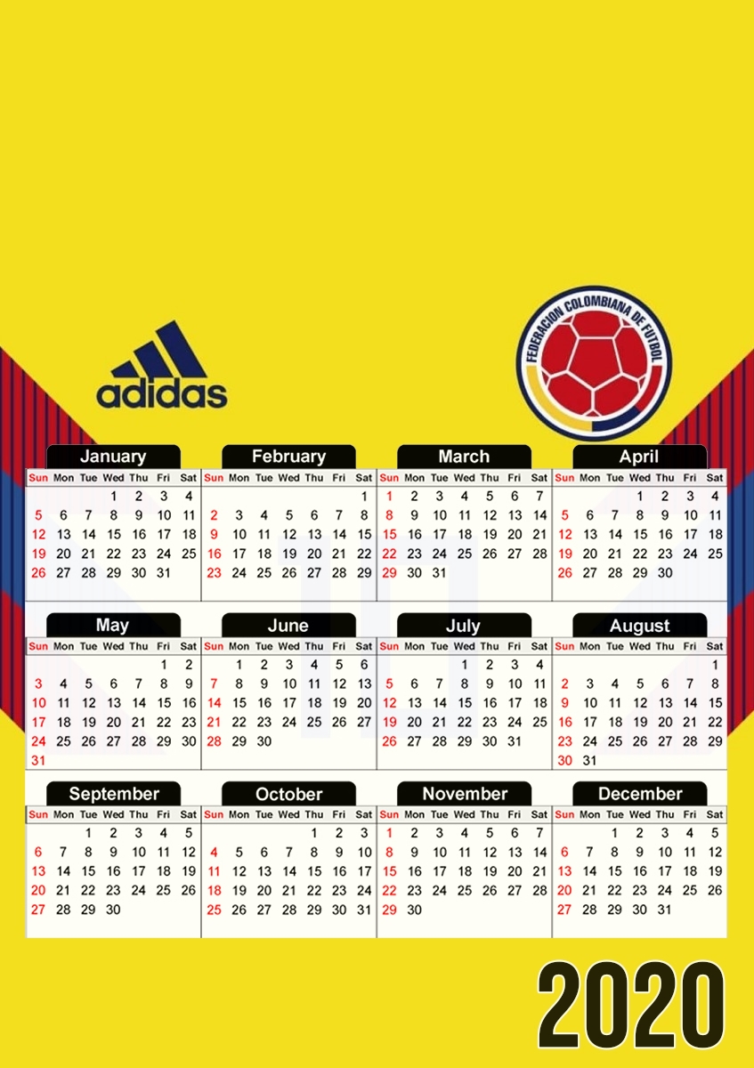  Colombia World Cup Russia 2018 para A3 Photo Calendar 30x43cm