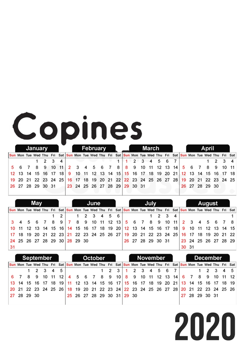  Copines comme connasses para A3 Photo Calendar 30x43cm