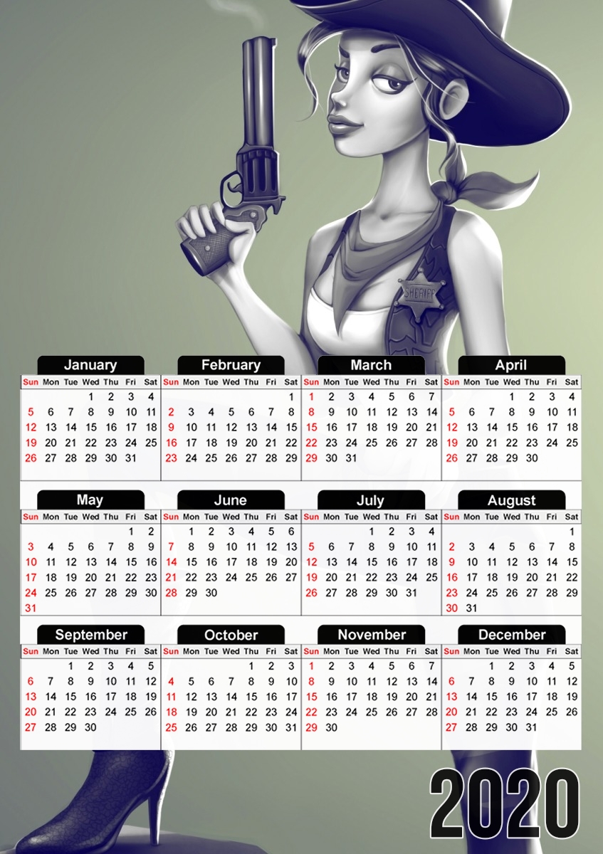  Cowgirl NBB para A3 Photo Calendar 30x43cm