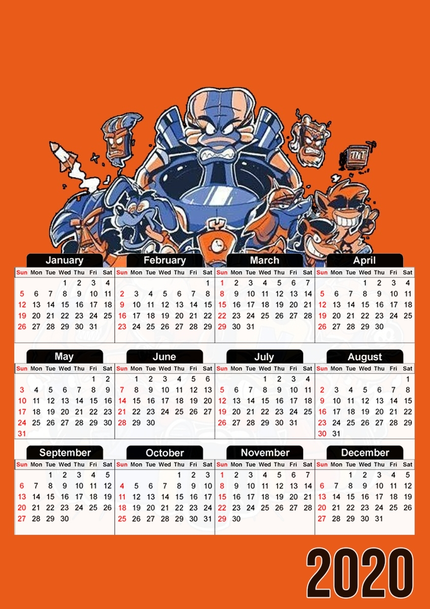  Crash Team Racing Fan Art para A3 Photo Calendar 30x43cm