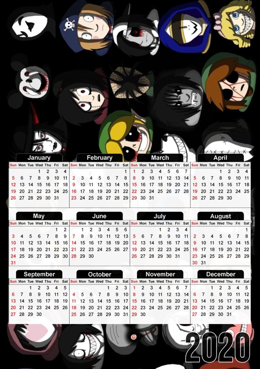  Creepypasta para A3 Photo Calendar 30x43cm