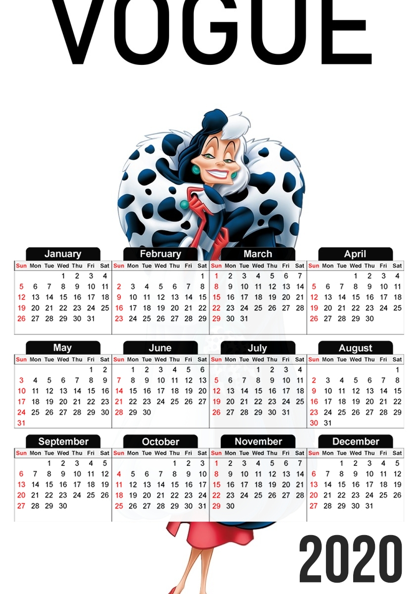  Cruella Dalmatien para A3 Photo Calendar 30x43cm