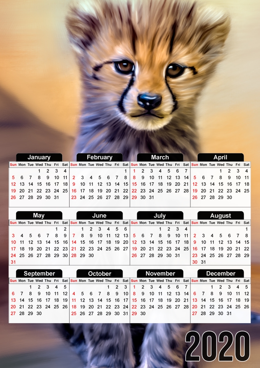  Cute cheetah cub para A3 Photo Calendar 30x43cm