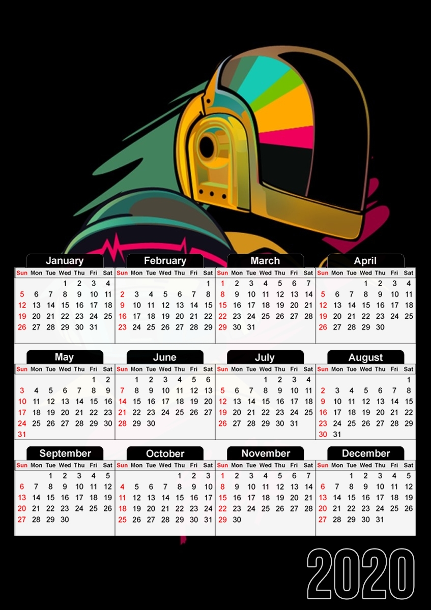  Daft Punk para A3 Photo Calendar 30x43cm