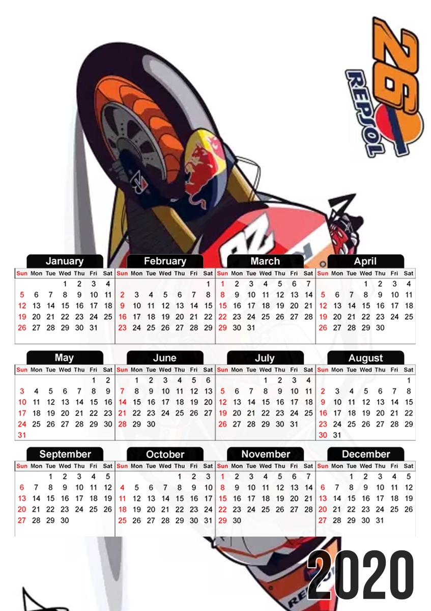  Dani Pedrosa Moto GP Cartoon Art para A3 Photo Calendar 30x43cm