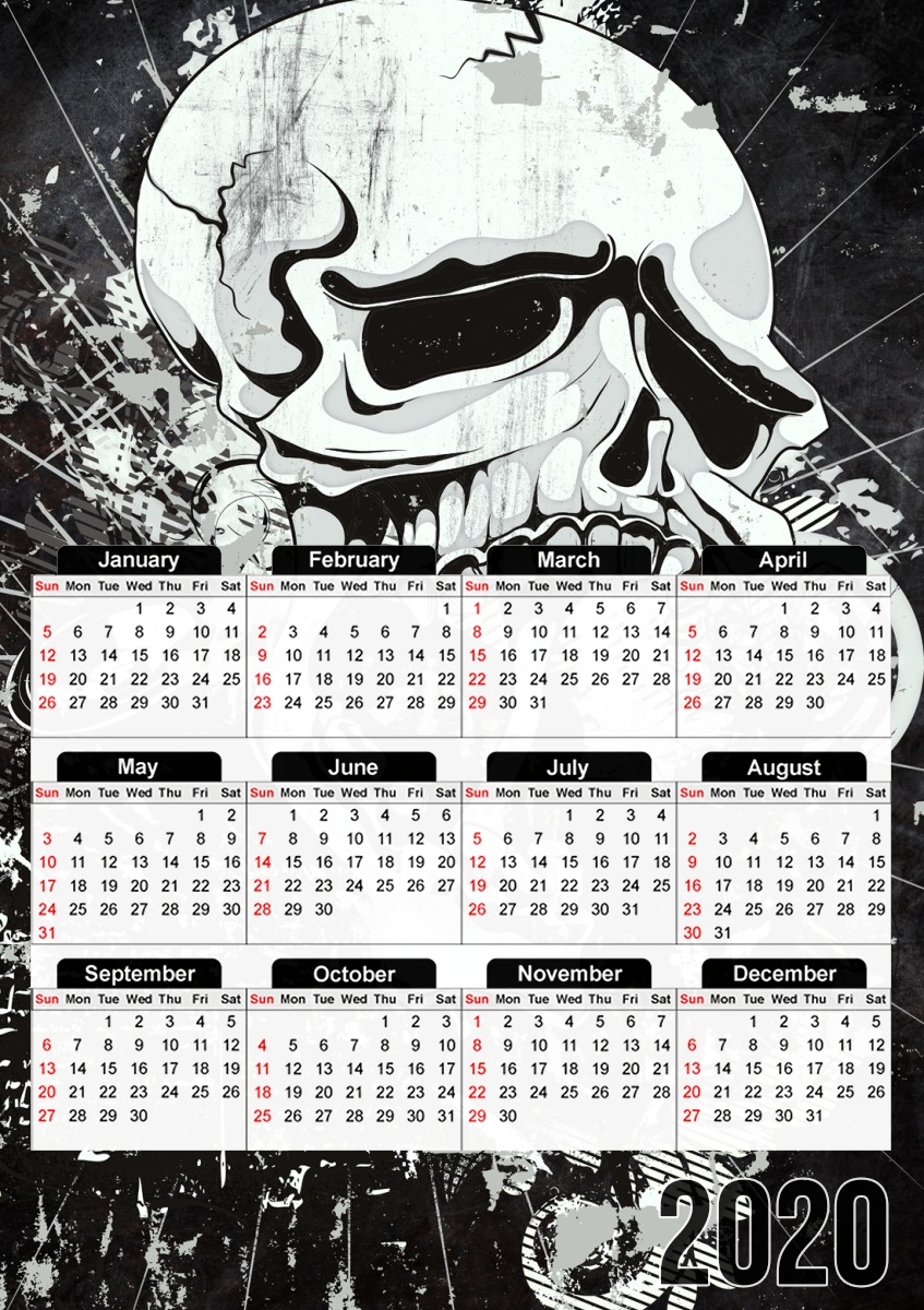  Dark Gothic Skull para A3 Photo Calendar 30x43cm