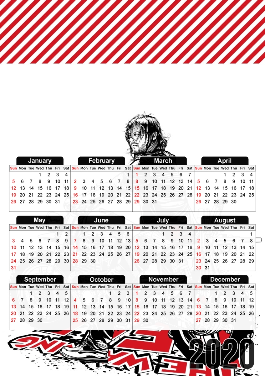  Daryl The Biker Dixon para A3 Photo Calendar 30x43cm