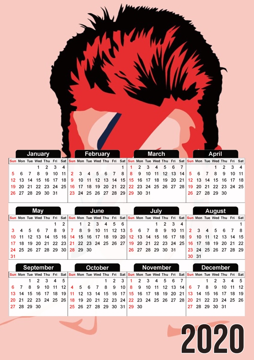  David Bowie Minimalist Art para A3 Photo Calendar 30x43cm