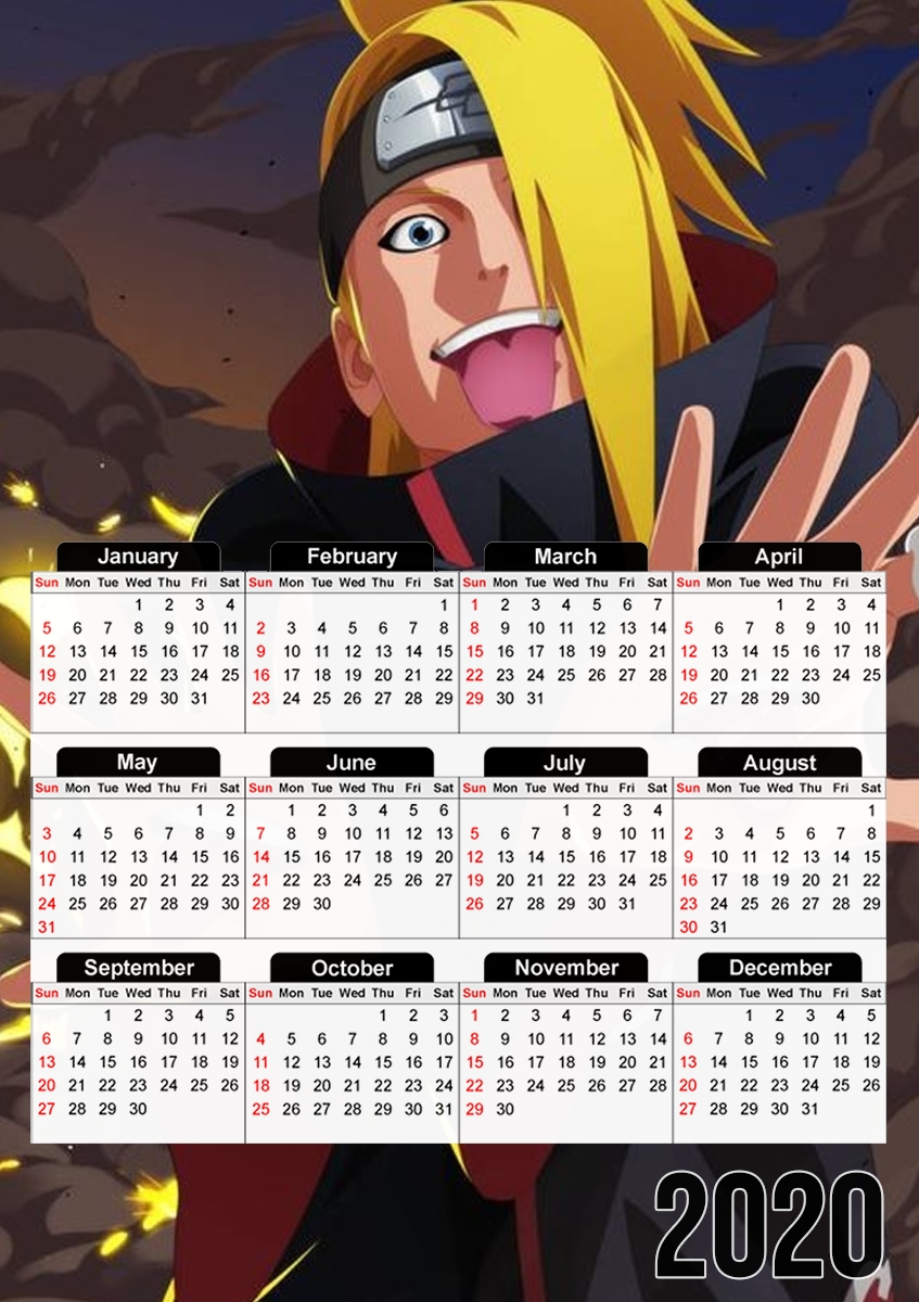  Deidara Art Angry para A3 Photo Calendar 30x43cm