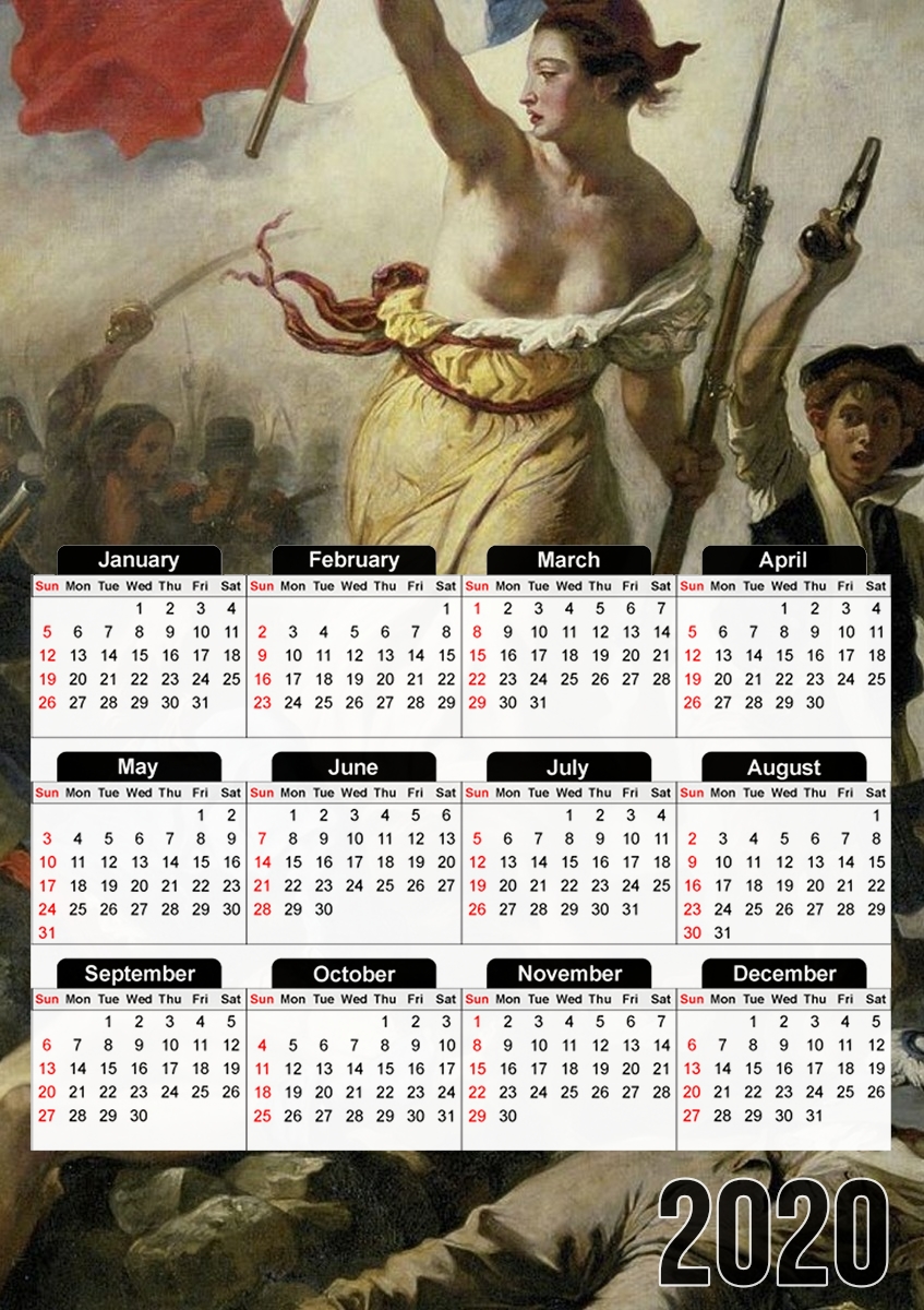  Delacroix La Liberte guidant le peuple para A3 Photo Calendar 30x43cm