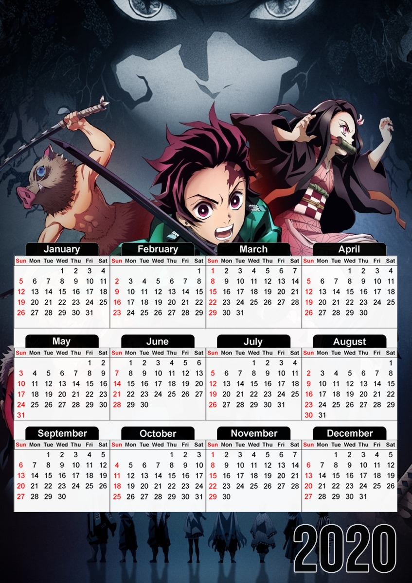  Demon Slayer para A3 Photo Calendar 30x43cm