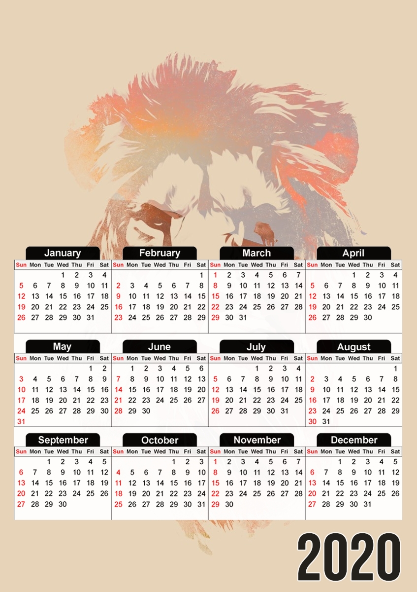  Desert Lion para A3 Photo Calendar 30x43cm