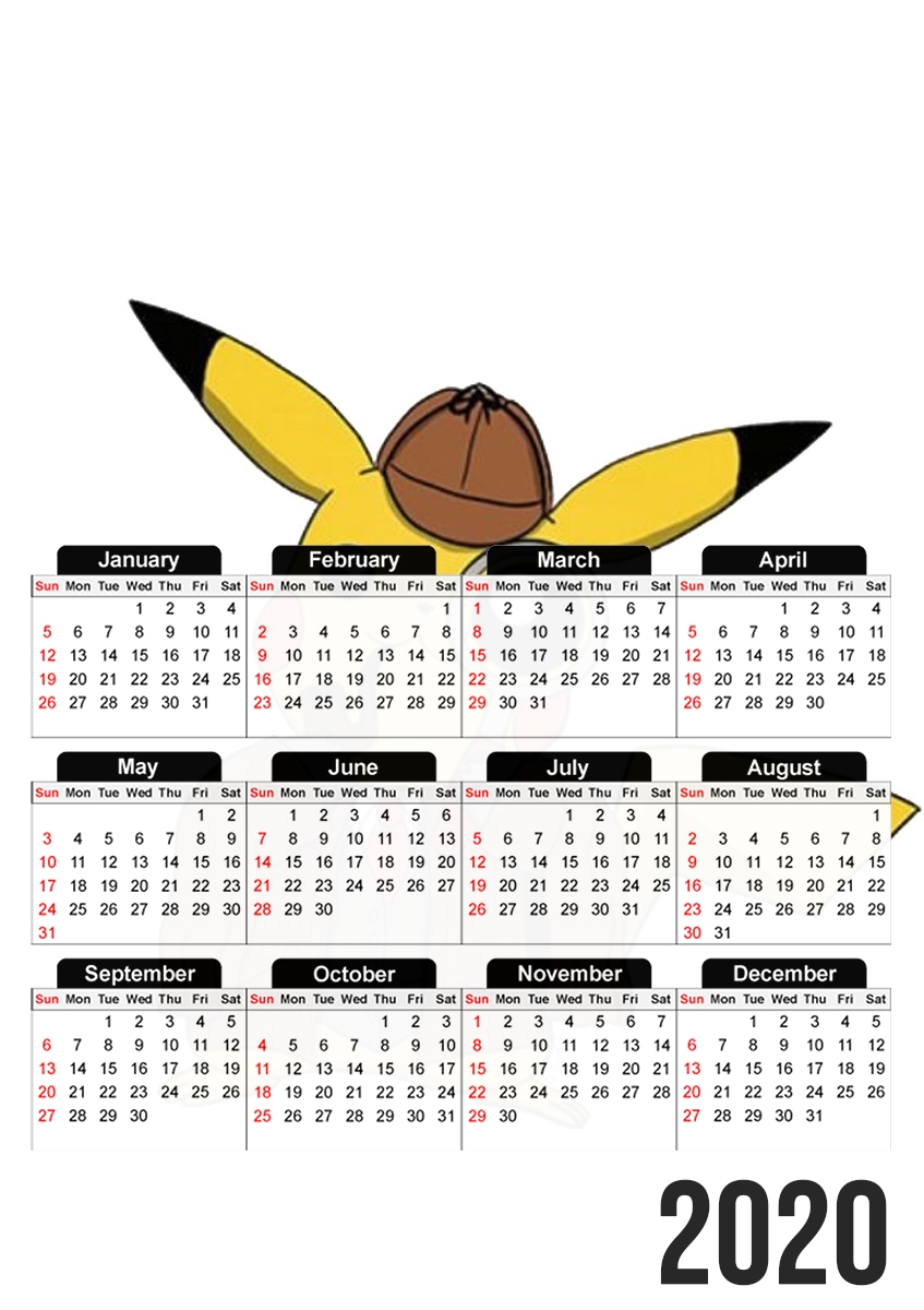  Detective Pikachu x Sherlock para A3 Photo Calendar 30x43cm