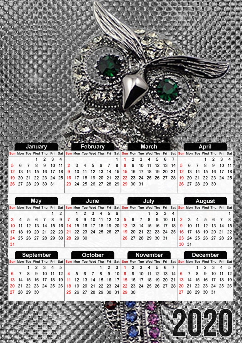  diamond owl para A3 Photo Calendar 30x43cm