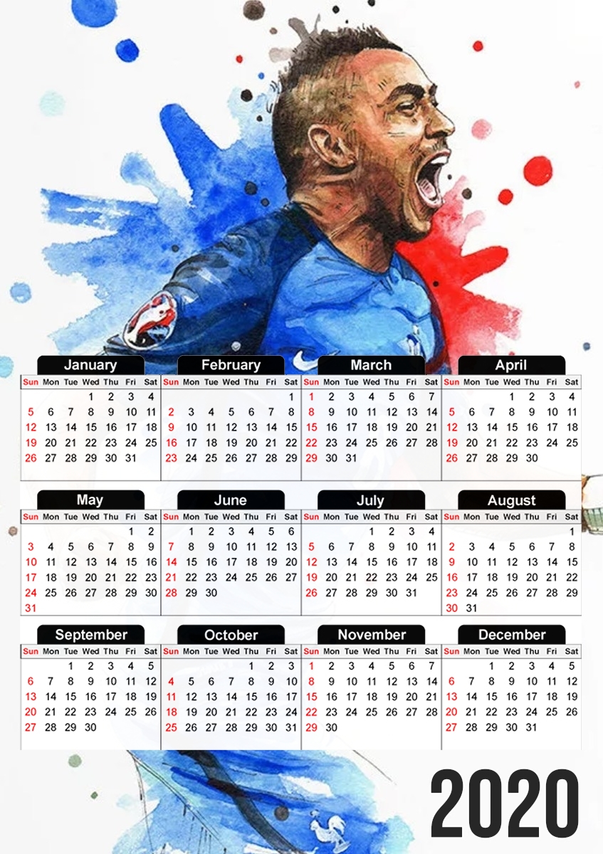  Dimitri Payet Fan Art France Team  para A3 Photo Calendar 30x43cm