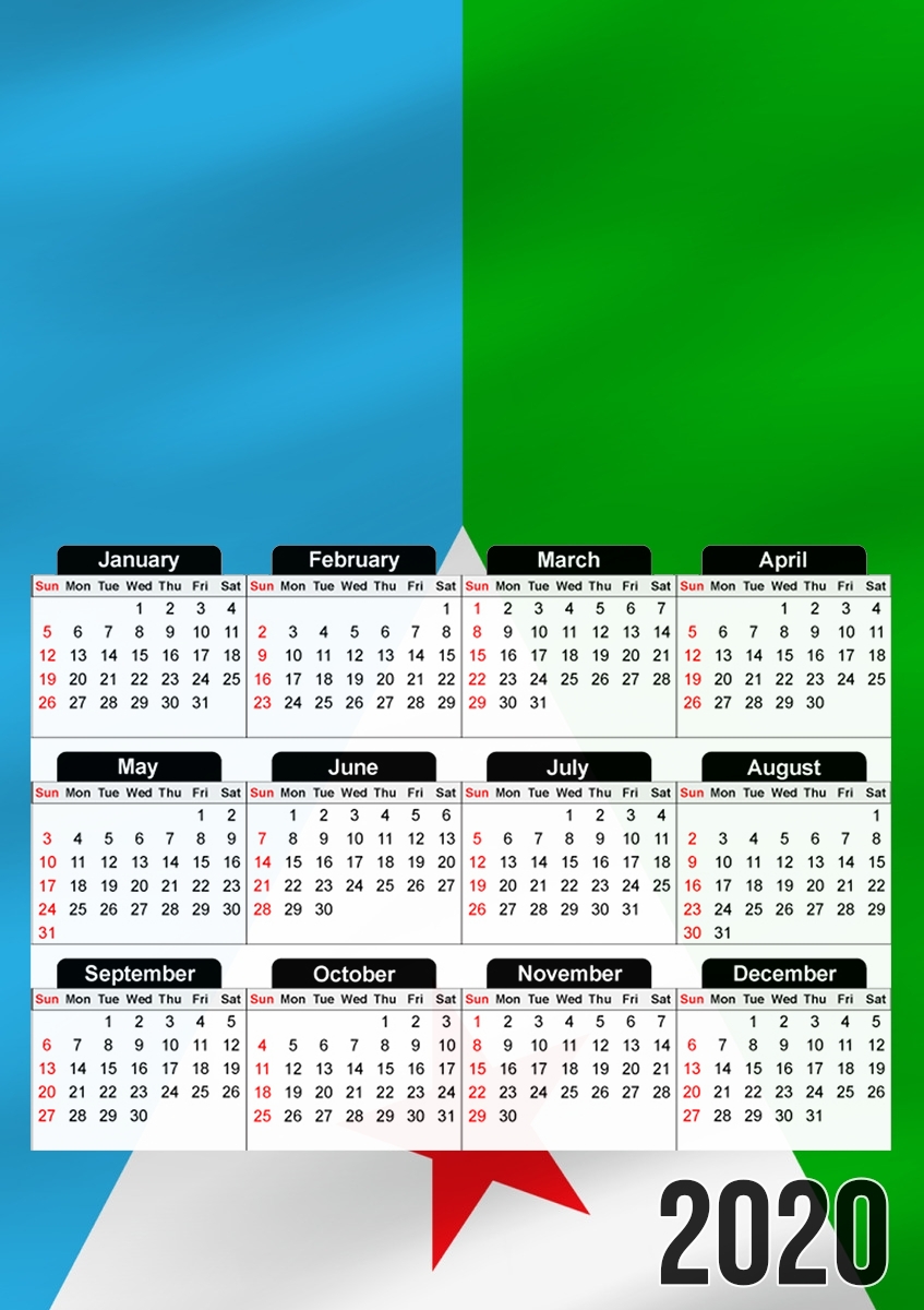  Djibouti para A3 Photo Calendar 30x43cm