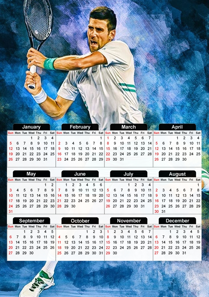  Djokovic Painting art para A3 Photo Calendar 30x43cm