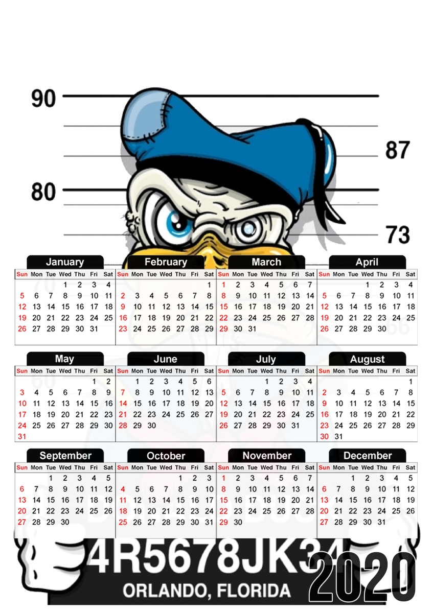  Donald Duck Crazy Jail Prison para A3 Photo Calendar 30x43cm