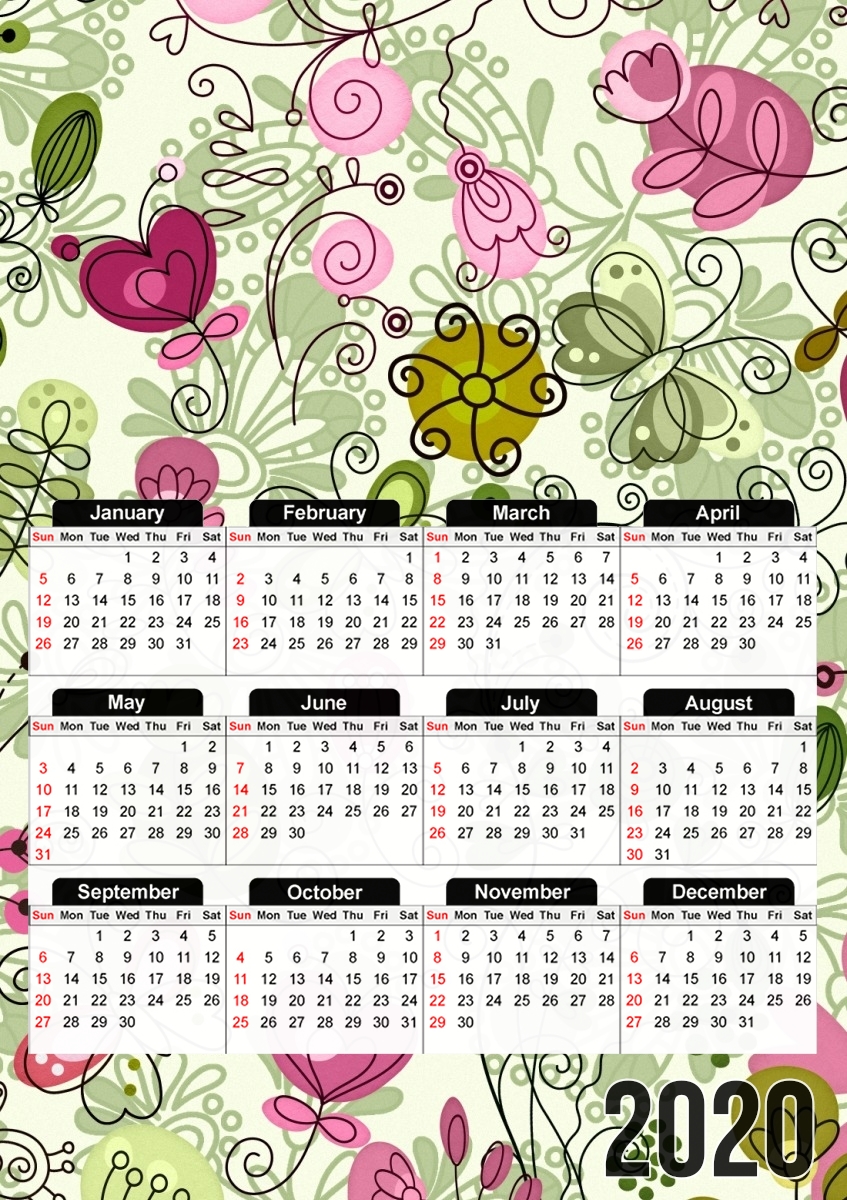  doodle flowers para A3 Photo Calendar 30x43cm