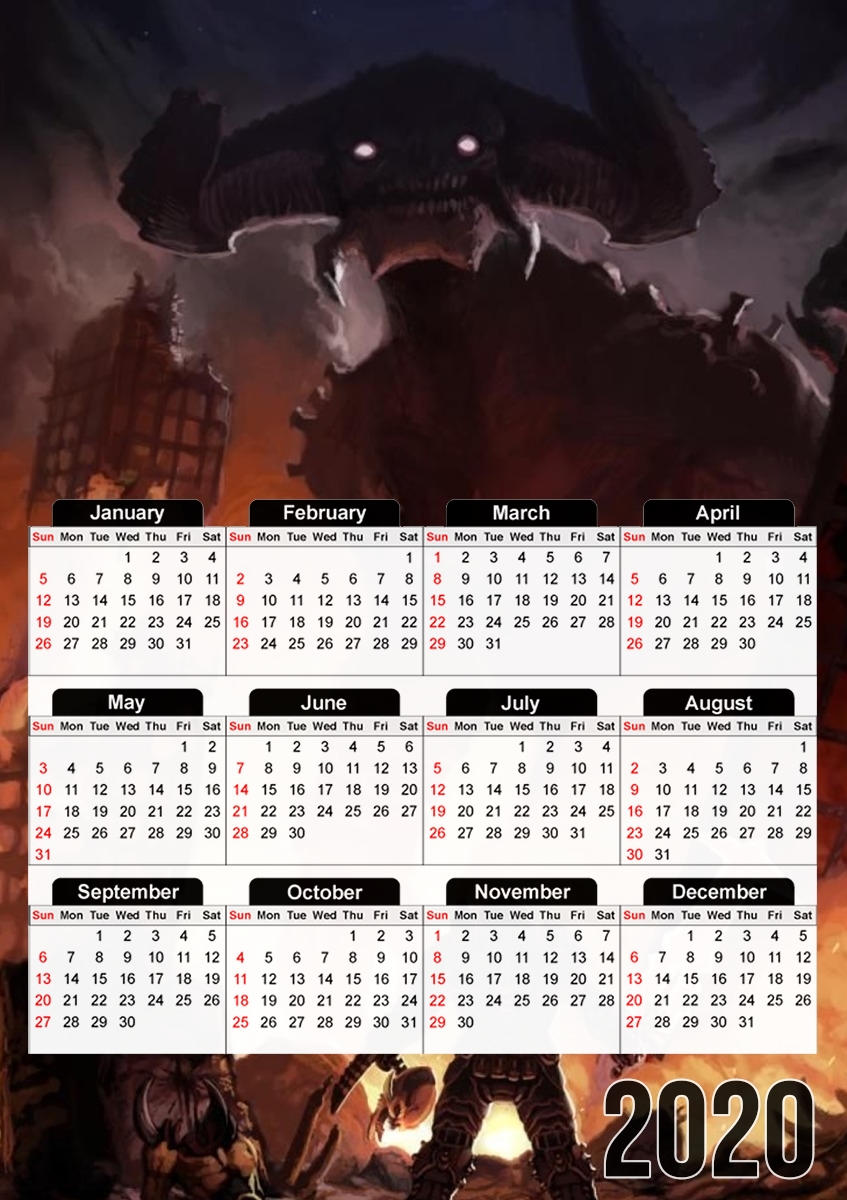  Doom Devil Battle para A3 Photo Calendar 30x43cm