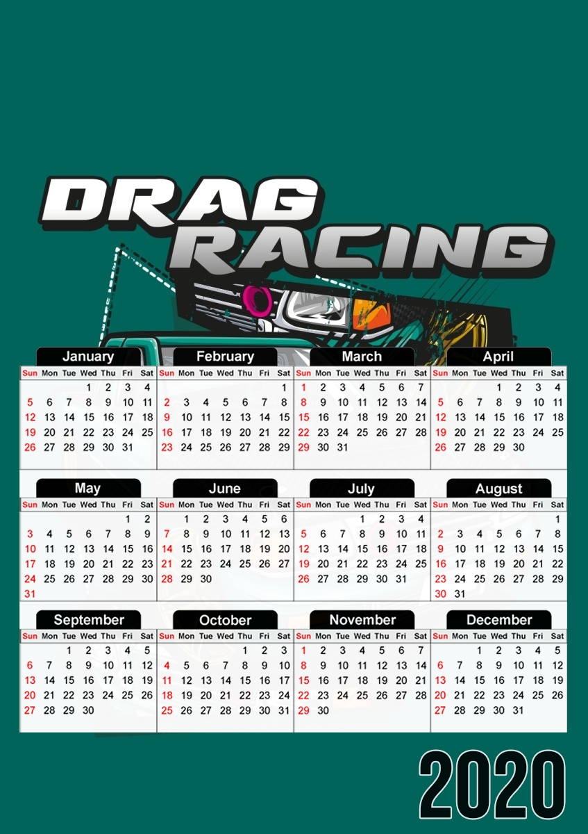  Drag Racing Car para A3 Photo Calendar 30x43cm