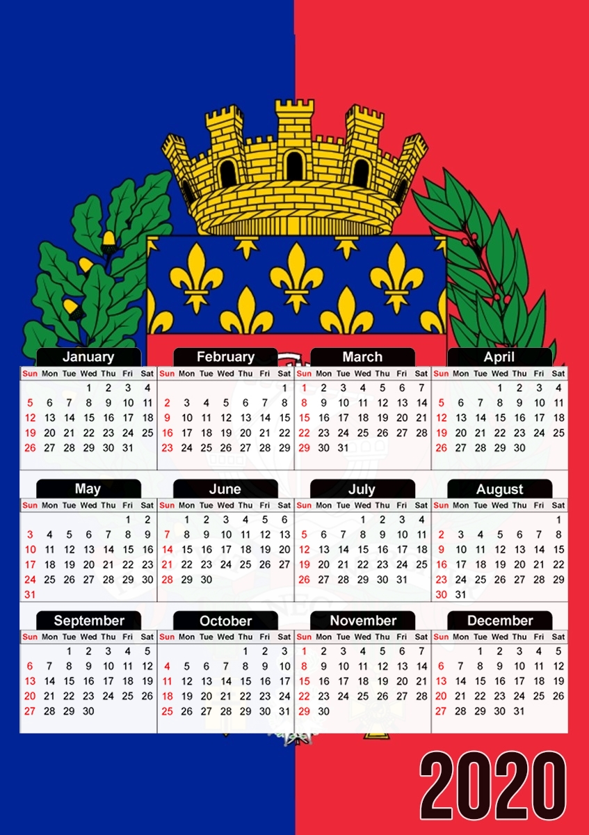  Drapeau Paris para A3 Photo Calendar 30x43cm