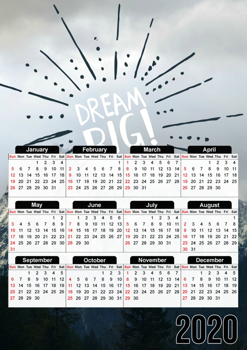  Dream Big para A3 Photo Calendar 30x43cm