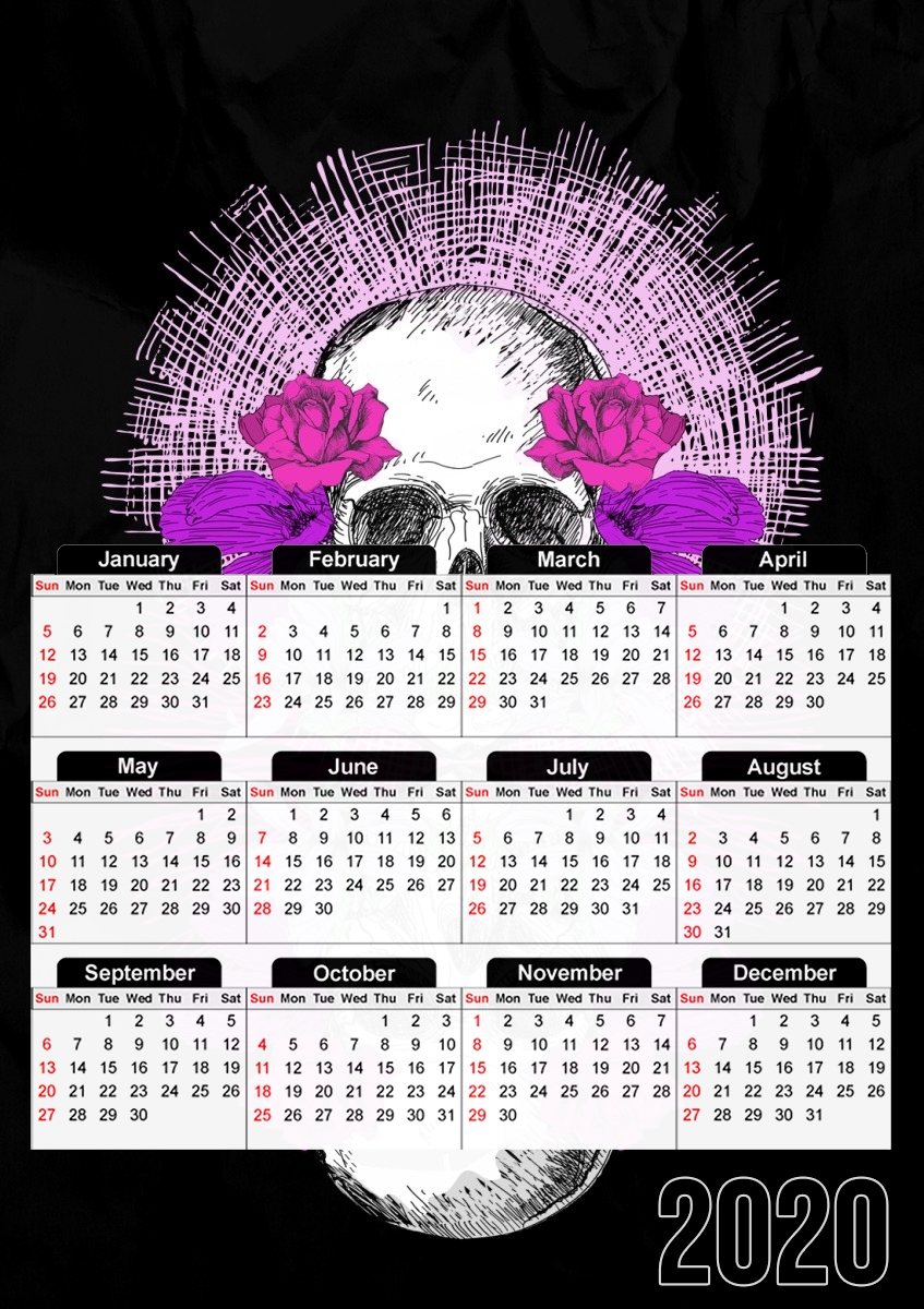  Flowers Skull para A3 Photo Calendar 30x43cm