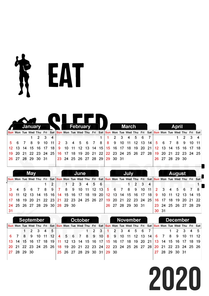  Eat Sleep Battle Royale Repeat para A3 Photo Calendar 30x43cm