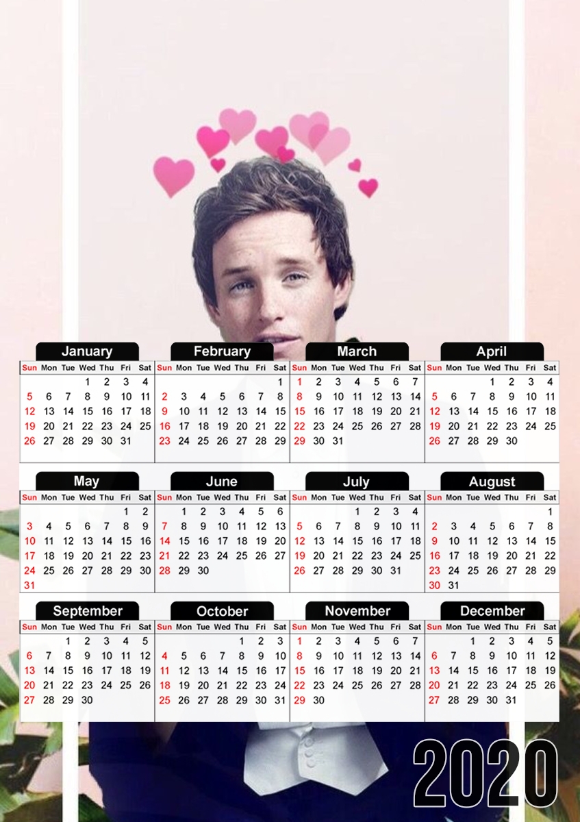  Eddie redmayne Heart para A3 Photo Calendar 30x43cm