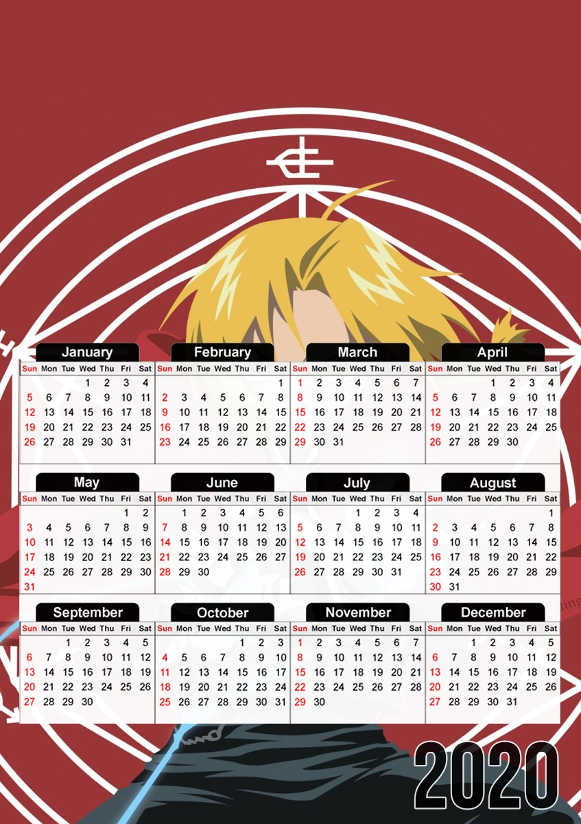  Edward Elric Magic Power para A3 Photo Calendar 30x43cm