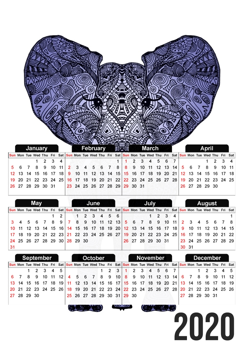  Elephant Blue para A3 Photo Calendar 30x43cm