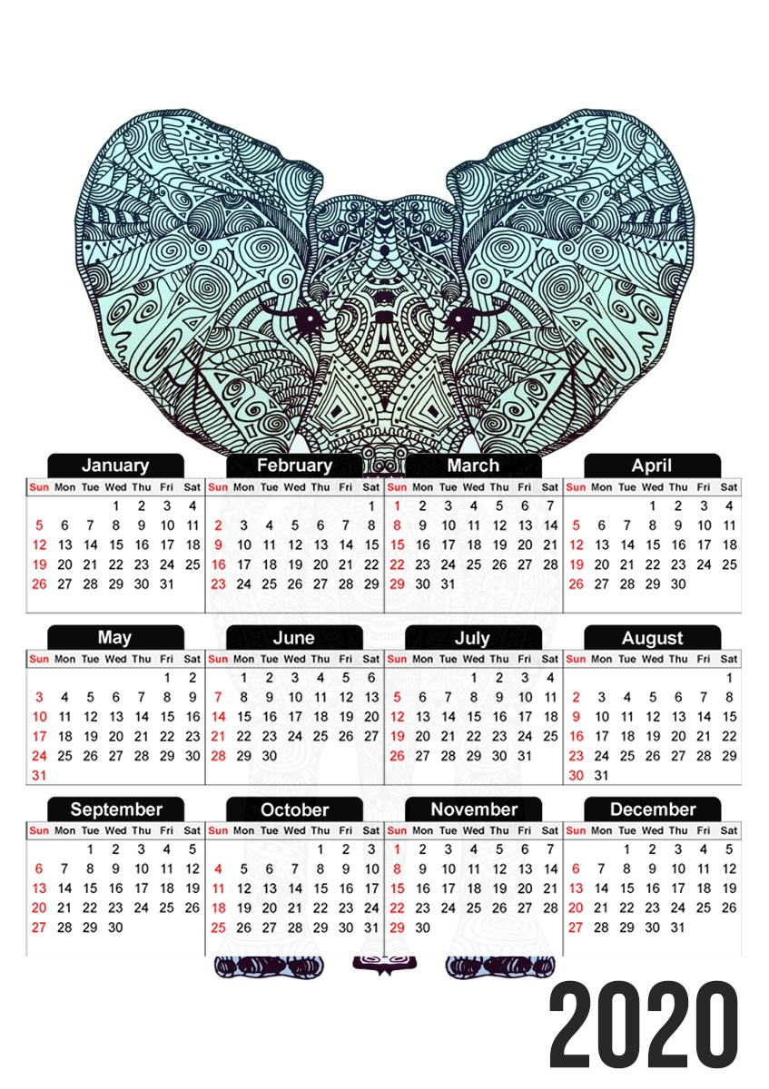  Elephant Mint para A3 Photo Calendar 30x43cm
