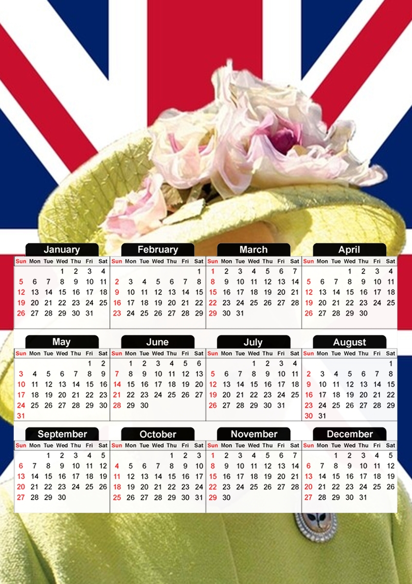  Elizabeth 2 Uk Queen para A3 Photo Calendar 30x43cm