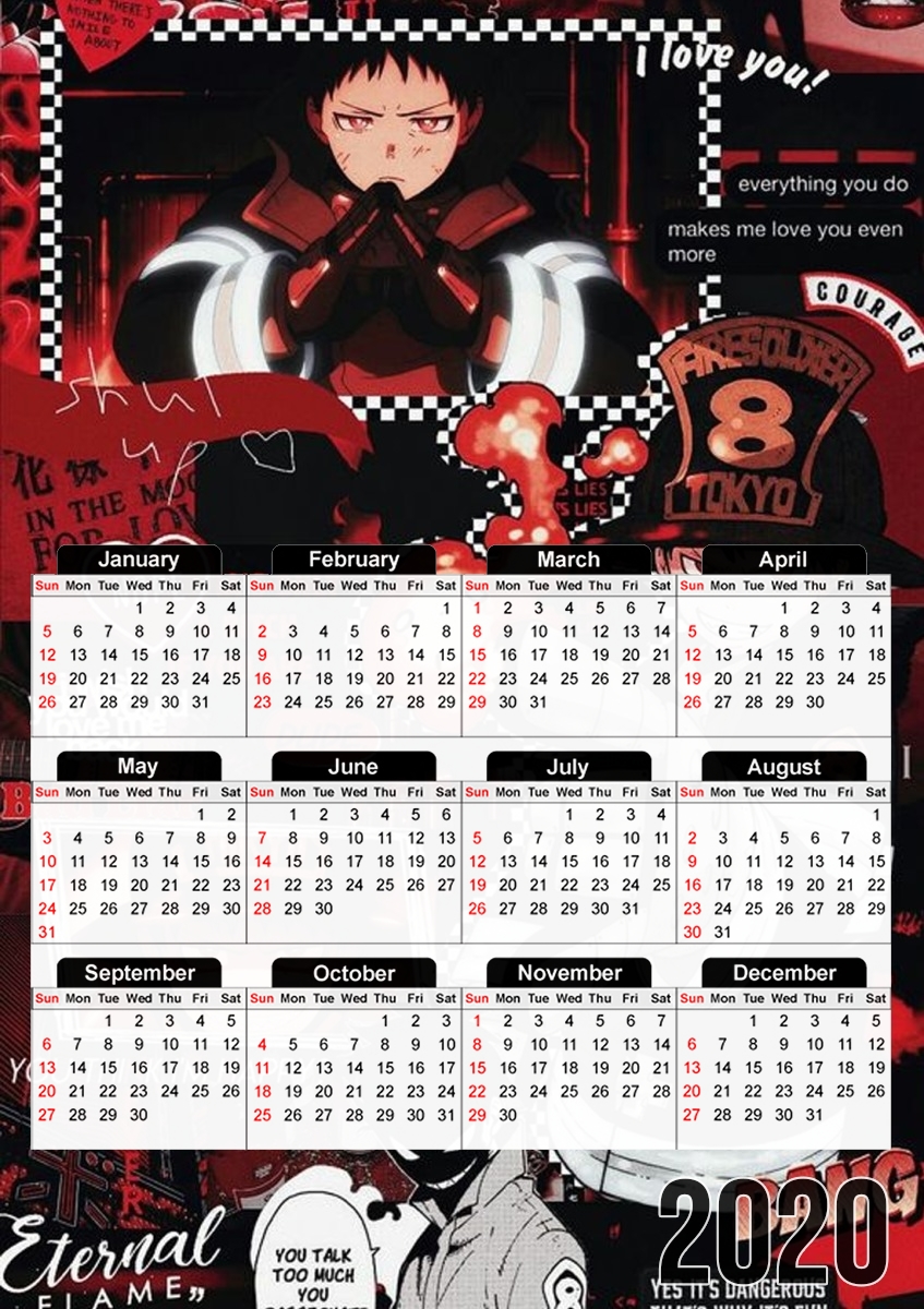  Enen No Shouboutai Fire Force para A3 Photo Calendar 30x43cm