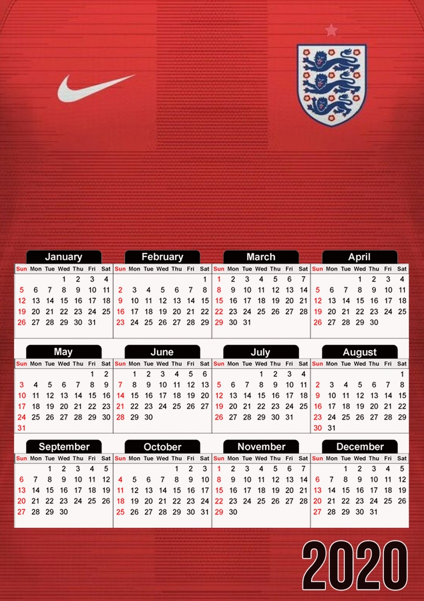  England World Cup Russia 2018 para A3 Photo Calendar 30x43cm