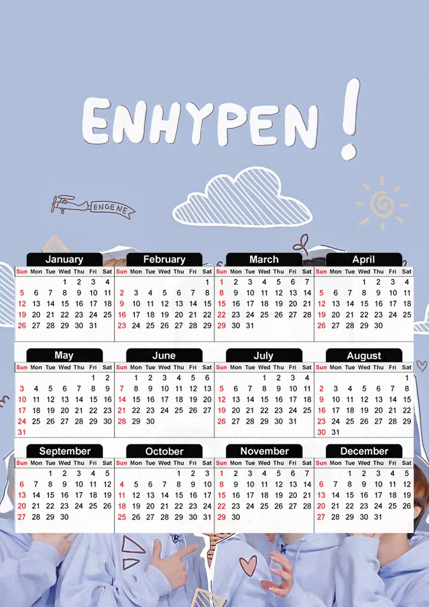  Enhypen members para A3 Photo Calendar 30x43cm